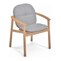 emu - chaise de jardin avec accoudoirs twins teck avec coussin - teck/gris clair/lxhxp 70x84x64cm