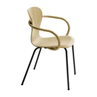 thonet - chaise avec accoudoirs s 220 f - chêne/laqué clair/lxhxp 57x81x54cm/structure acier noir ral 9005 revêtu par poudre