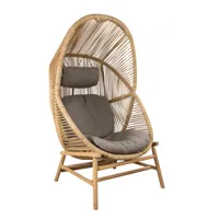 cane-line - fauteuil de jardin hive structure teck - naturel, taupe/étoffe cane-line airtouch®/assise et structure cane-line weave/lxhxp 87x166x87cm