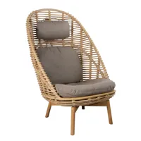 cane-line - fauteuil lounge de jardin hive dossier haut - naturel, taupe/étoffe cane-line airtouch®/assise cane-line weave/structure teck/lxhxp 73x79x