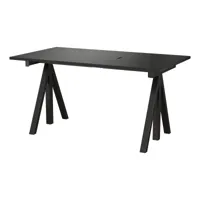 string - bureau string works noir 140x78cm - noir/plateau de table mdf laqué/lxlxh 140x78x71.5cm/structure acier revêtu par poudre noir ral 9005