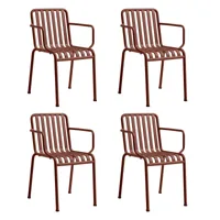 hay - set de 4 chaises de jardin avec accoudoirs palissade - rouge de fer/revêtu par poudre/lxhxp 51x80x56cm