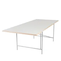 richard lampert - table eiermann 1 structure excentrique 90x200cm - blanc/mélamine lisse 2,8cm/bord de chêne/h 72cm/tige rallonge 3,5cm trame...