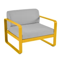 fermob - fauteuil de jardin bellevie - miel/gris flanelle/sunbrella®/hydrofuge/lxhxp 85x71x75cm/structure aluminium miel/résistant aux uv