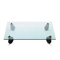 fontana arte - table basse tavolo con ruote 140x70cm - transparent/verre/lxlxh 140x70x25cm