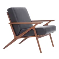 studio zondag - chaise de salon jesper - noir/cuir/pxhxp 75x74x73cm