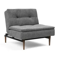 innovation - fauteuil dublexo styletto bois foncé - gris foncé/tissu 563 twist charcoal/structure acier noire/pieds de bois foncé