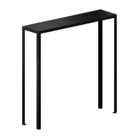 zeus - table console slim h 100cm - noir/plateau de table linoléum/lxlxh 100x25x100cm/structure acier noir cuivre