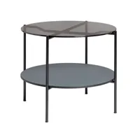 embru - table de salon moser modèle 1752 - parsol gris/pewter 4155/plateau de table en verre/structure noir 4023 revêtu par poudre/h x ø 60x70cm/pliab
