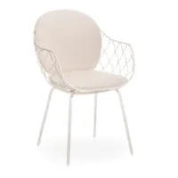magis - chaise de jardin avec accourdoirs piña - blanc/tissu polyhedra 1101 blanc/lxhxp 53x81x53cm/structure tube d’acier blanc verni en polyester