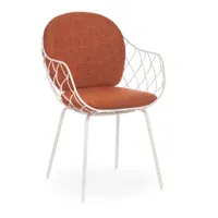 magis - chaise de jardin avec accourdoirs piña - orange/tissu polyhedra 1106 orange/lxhxp 53x81x53cm/structure tube d’acier blanc verni en polyester
