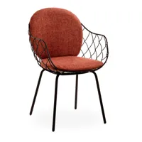 magis - chaise de jardin avec accourdoirs piña - orange/tissu polyhedra 1106 orange/lxhxp 53x81x53cm/structure tube d’acier marron verni en polyester