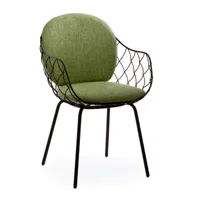 magis - chaise de jardin avec accourdoirs piña - vert/tissu polyhedra 1104 vert/lxhxp 53x81x53cm/structure tube d’acier marron verni en polyester