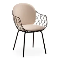 magis - chaise de jardin avec accourdoirs piña - blanc/tissu polyhedra 1101 blanc/lxhxp 53x81x53cm/structure tube d’acier marron verni en polyester