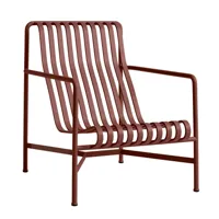 hay - fauteuil lounge de jardin dossier haut palissade - rouge fer/revêtu par poudre/lxhxp 73x88x92cm