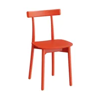 nine - chaise skinny wooden - rouge ral 3020/frêne teinté/lxhxp 40,6x78,4x47,8cm/avec patins en plastique/profondeur du siège 41,2cm
