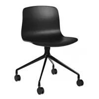 hay - chaise de bureau sur roulettes about a chair 14 2.0 - noir/assise polypropylène recyclé/structure aluminium revêtu par poudre noir/avec des roul