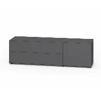piure - box à tiroir/commode nex pur box 180x52,5cm - graphite/aggloméré laqué mat/sur pieds de glisser/y compris rail de renforcement