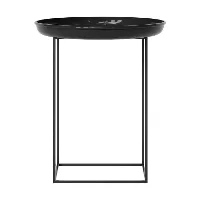 norr 11 - table d'appoint duke small ø 45cm laqué - obsidienne/brillant/table démontable/h: 52cm