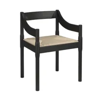 fritz hansen - chaise avec accoudoirs carimate™ frêne - frêne noir/siège cordelette en papier/structure frêne massif/lxhxp 58x62,4x52,3cm