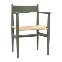carl hansen - chaise avec accoudoirs ch37 soft tones - vert olive tendre/laqué/lxhxp 58x81x50cm/hauteur d'assise 45 cm