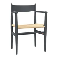 carl hansen - chaise avec accoudoirs ch37 soft tones - anthracite tendre/laqué/lxhxp 58x81x50cm/hauteur d'assise 45 cm