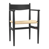carl hansen - chaise avec accoudoirs ch37 soft tones - noir tendre/laqué/lxhxp 58x81x50cm/hauteur d'assise 45 cm
