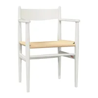 carl hansen - chaise avec accoudoirs ch37 soft tones - blanc naturel tendre/laqué/lxhxp 58x81x50cm/hauteur d'assise 45 cm