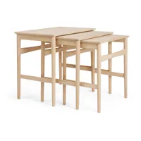 carl hansen - set de 3 tables d'appoint nesting tables ch004 - chêne/savonné/lxlxh 52x34x48cm