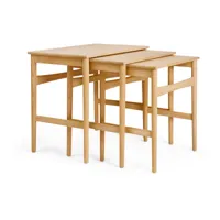 carl hansen - set de 3 tables d'appoint nesting tables ch004 - chêne/huilé/lxlxh 52x34x48cm