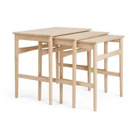 carl hansen - set de 3 tables d'appoint nesting tables ch004 - chêne blanc/huilé/lxlxh 52x34x48cm