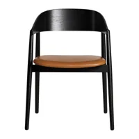 andersen furniture - chaise avec accoudoirs ac2 cuir - chêne noir/laqué/lxhxp 58x74x53cm/surface d’assise cuir cognac