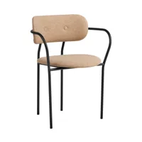 gubi - chaise avec accoudoirs entièrement rembourré coco - roux 004/around bouclé/lxhxp 61x80x53cm/structure noir mat/avec patins en plastique