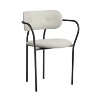 gubi - chaise avec accoudoirs entièrement rembourré coco - gris 106/eero special/lxhxp 61x80x53cm/structure noir mat/avec patins en plastique