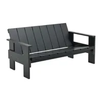 hay - canapé lounge d'extérieur crate - noir/laqué à base d'eau/lxhxp 134,5x77x64,5cm