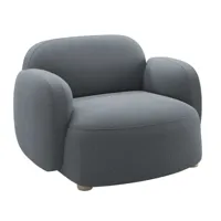 northern - fauteuil avec accoudoirs gem - gris bleu/kvadrat brusvik 94 (92 % laine vierge, 8 % polyamide)/pieds en chêne/pxhxp 100x69x84cm