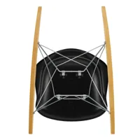 vitra - fauteuil à bascule eames plastic rar re chromé - noir profond/siège plastique recyclé post-consommation/structure fil d'acier chromé/ érable..