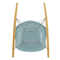 vitra - fauteuil à bascule eames plastic rar re chromé - gris glacé/siège plastique recyclé post-consommation/structure fil d'acier chromé/ érable dor