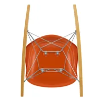vitra - fauteuil à bascule eames plastic rar re chromé - orange rouille/siège plastique recyclé post-consommation/structure fil d'acier chromé/ érable