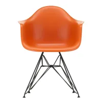 vitra - chaise avec accoudoirs eames plastic dar re noir - orange rouille/siège plastique recyclé post-consommation/structure façon tour eiffel revêtu