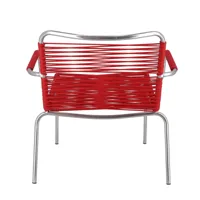 jan kurtz - fauteuil lounge d'extérieur fiam mya spaghetti - rouge/pvc/structure aluminium/lxlxh 69x66x70cm