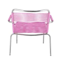 jan kurtz - fauteuil lounge d'extérieur fiam mya spaghetti - rose/pvc/structure aluminium/lxlxh 69x66x70cm