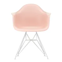 vitra - chaise avec accoudoirs eames plastic dar re blanc - rose pâle/siège plastique recyclé post-consommation/structure façon tour eiffel revêtu par