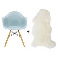 vitra - set promo chaise avec accoudoirs eames daw re + agneau - gris glacé/agneau libre!/structure érable doré/ acier noir/ patins en feutre noir/pxh