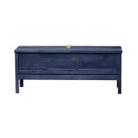 form & refine - édition spéciale banc de stockage 111cm a line - bleu indigo/teinté/lxhxp 111,5x45x33,5cm/poignée en cuir