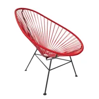 acapulco design - fauteuil acapulco classic - rouge, noir/assise pvc/structure acier peint par poudrage/lxhxp 70x90x95cm