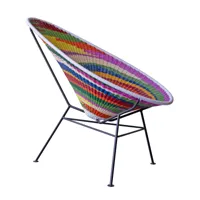 acapulco design - édition spéciale fauteuil acapulco jalisco - jalisco, noir/assise pvc/structure acier peint par poudrage/lxhxp 70x90x95cm