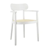 thonet - chaise avec accoudoirs 118 fv avec clayonnage - blanc lasuré tp 200/hêtre teinté/clayonnage avec résille de renfort/lxhxp 57x80x52cm/avec pat