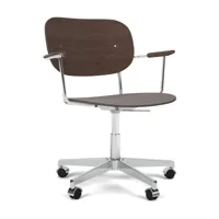 audo - chaise de bureau task co avec accourdoirs - chêne foncé/lxhxp 65,5x79,5x65,5cm/structure aluminium poli