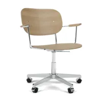audo - chaise de bureau co task avec accourdoirs - chêne naturel/lxhxp 65,5x79,5x65,5cm/structure aluminium poli